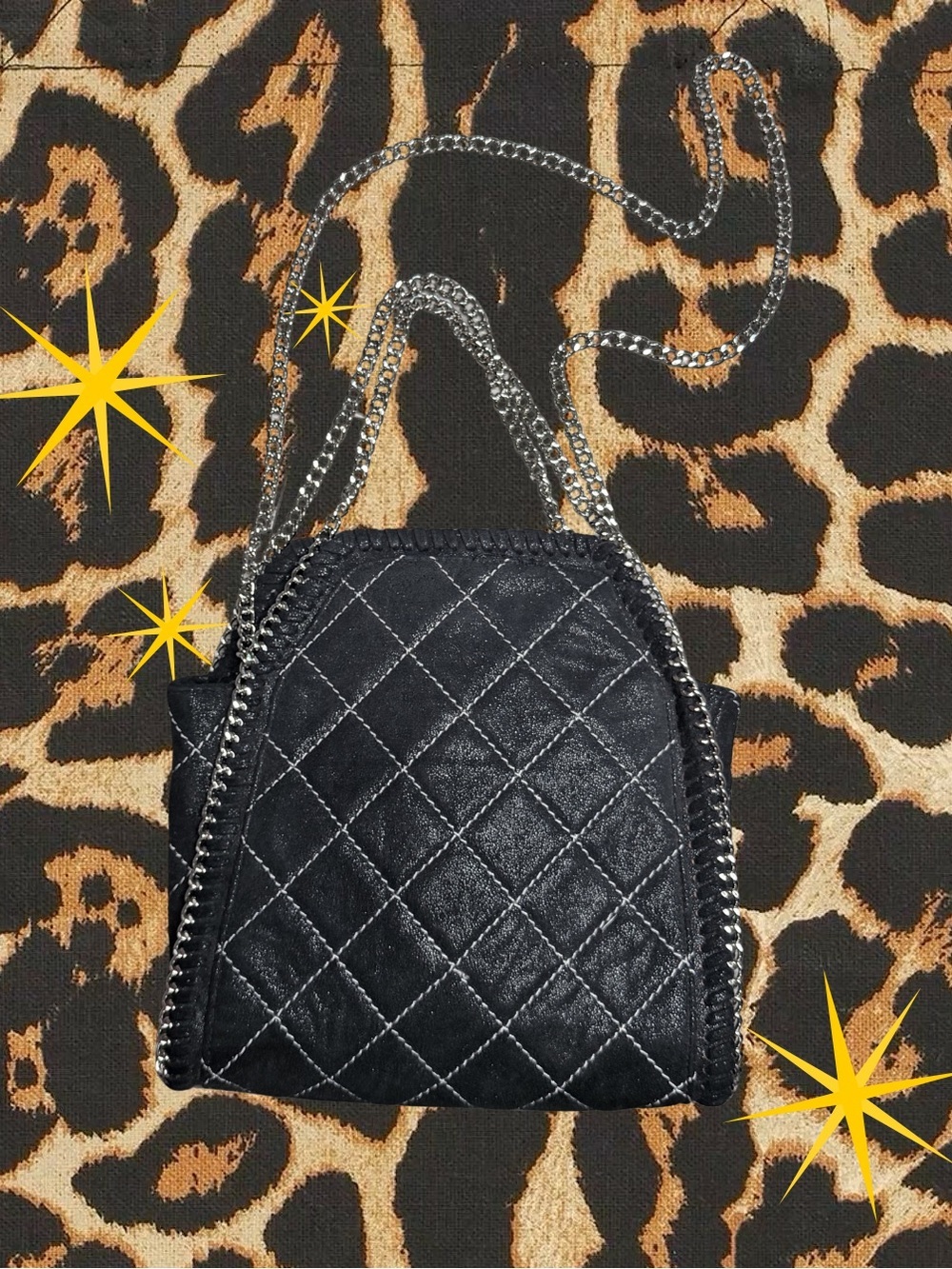 INZI | Black Stylish Quilted Chain Crossbody Purse | Good Condition